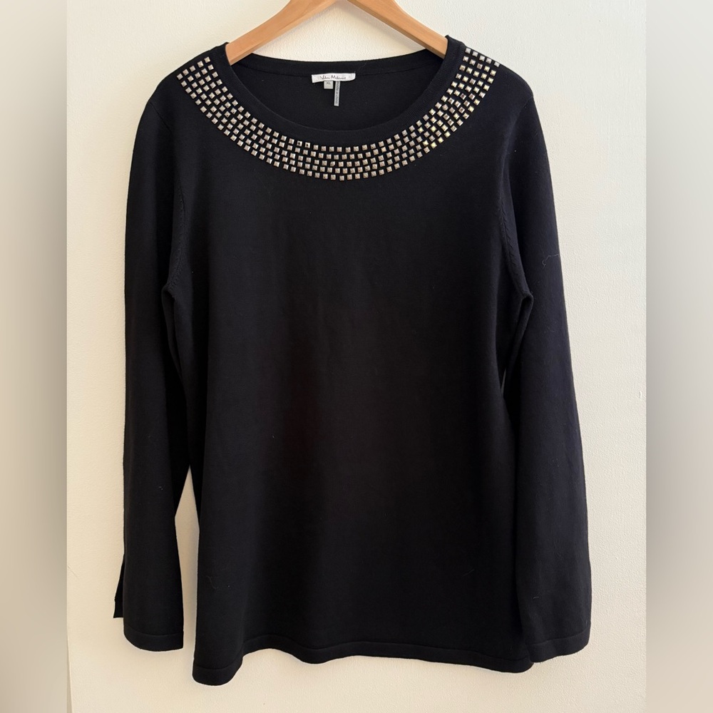 Chic Black Studded Women's Sweater